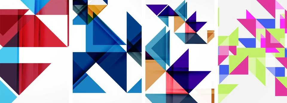 Set of abstract random triangle composition backgrounds. Vector illustration for イラスト素材