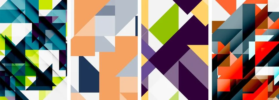 Set of abstract random triangle composition backgrounds. Vector illustration for 스톡 일러스트