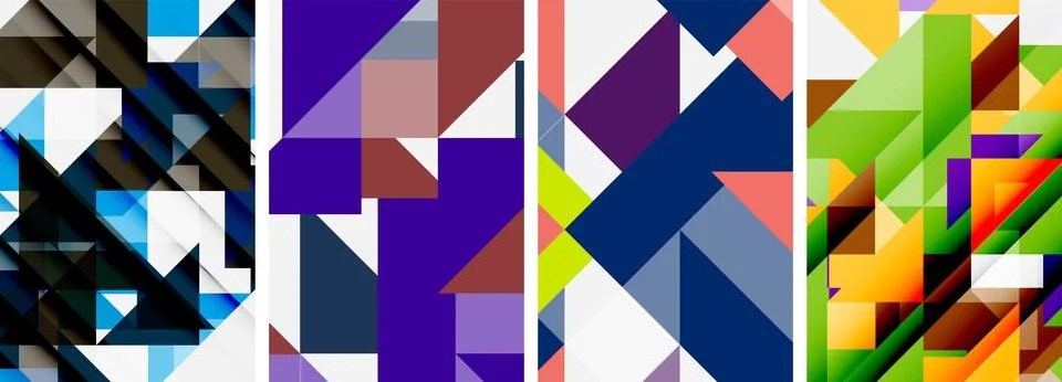 Set of abstract random triangle composition backgrounds. Vector illustration for Stock Illustration
