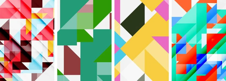 Set of abstract random triangle composition backgrounds. Vector illustration for Stock Illustration