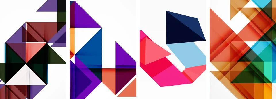 Set of abstract random triangle composition backgrounds. Vector illustration for Illustrazione stock