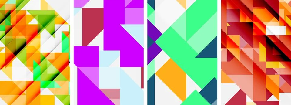 Set of abstract random triangle composition backgrounds. Vector illustration for Illustrazione stock
