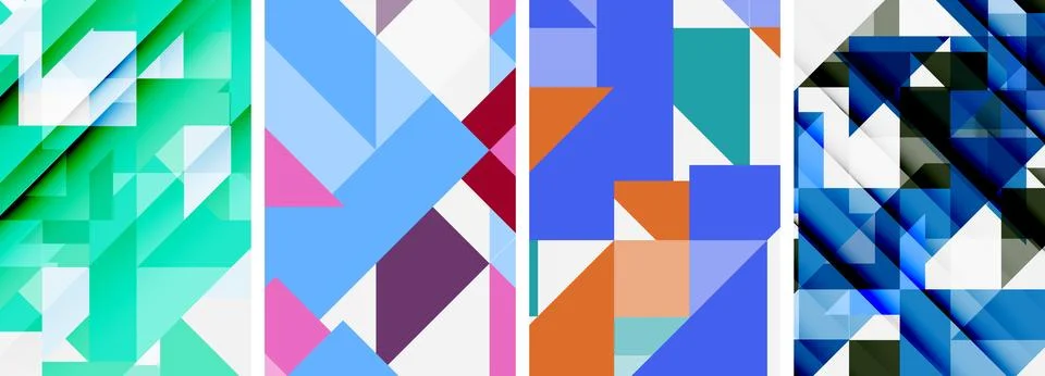 Set of abstract random triangle composition backgrounds. Vector illustration for Illustrazione stock