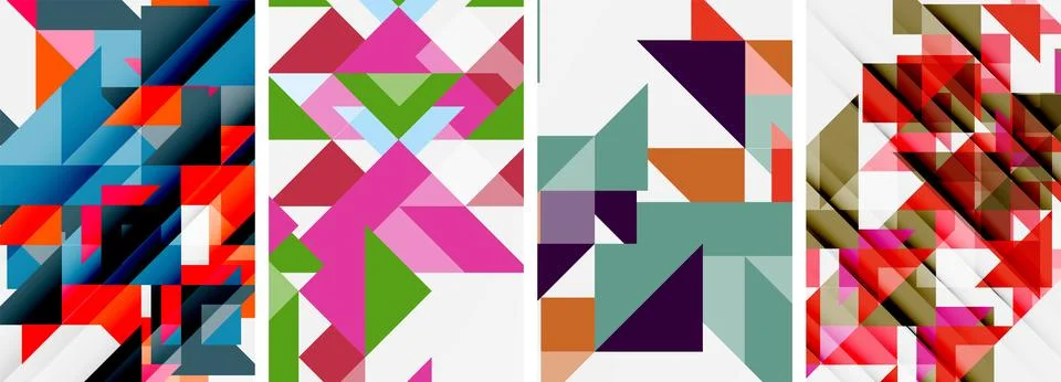 Set of abstract random triangle composition backgrounds. Vector illustration for Stock Illustration
