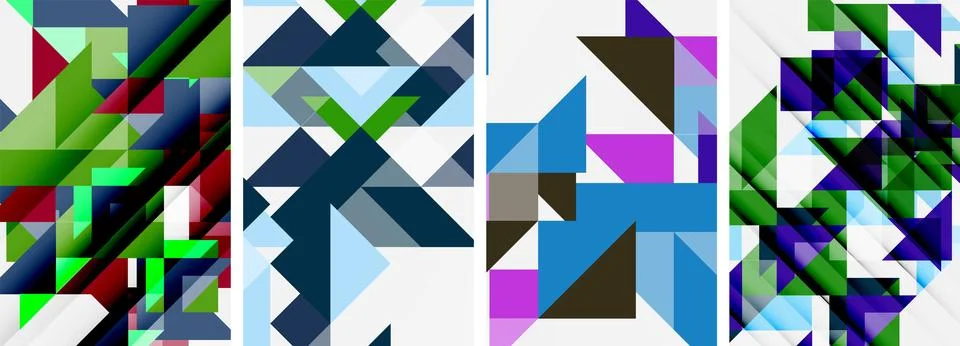 Set of abstract random triangle composition backgrounds. Vector illustration for Stock Illustration