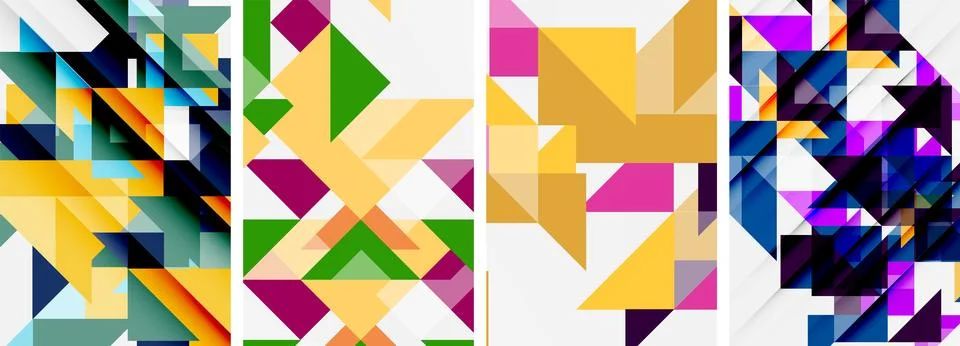 Set of abstract random triangle composition backgrounds. Vector illustration for Illustrazione stock