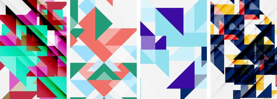 Set of abstract random triangle composition backgrounds. Vector illustration for Stock Illustration