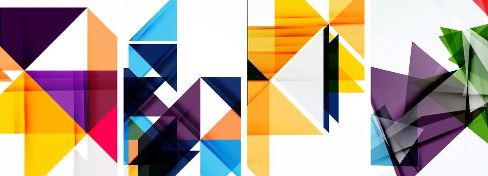 Set of abstract random triangle composition backgrounds. Vector illustration for Stock Illustration
