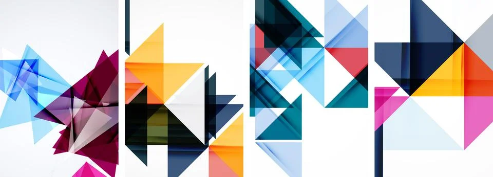 Set of abstract random triangle composition backgrounds. Vector illustration for Illustrazione stock