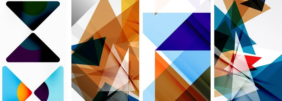 Set of abstract random triangle composition backgrounds. Vector illustration for Illustrazione stock