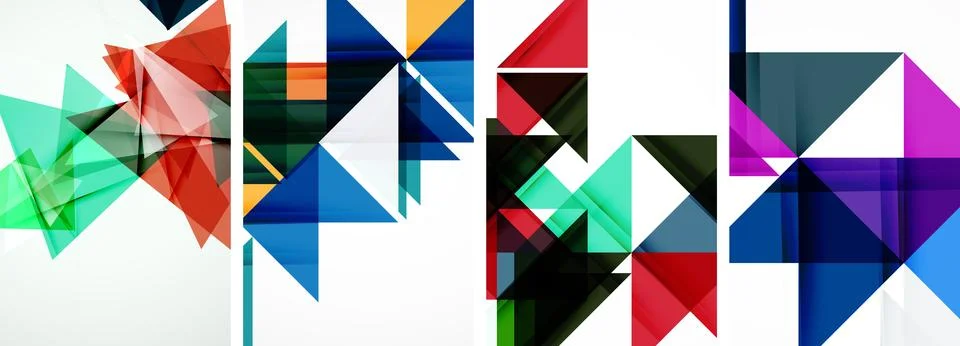 Set of abstract random triangle composition backgrounds. Vector illustration for Stock Illustration