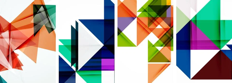Set of abstract random triangle composition backgrounds. Vector illustration for イラスト素材
