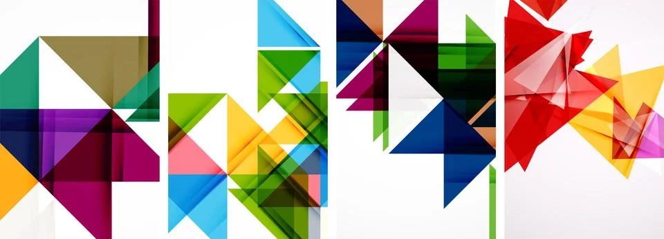Set of abstract random triangle composition backgrounds. Vector illustration for Stock Illustration