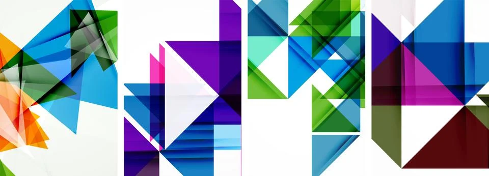 Set of abstract random triangle composition backgrounds. Vector illustration for Illustrazione stock