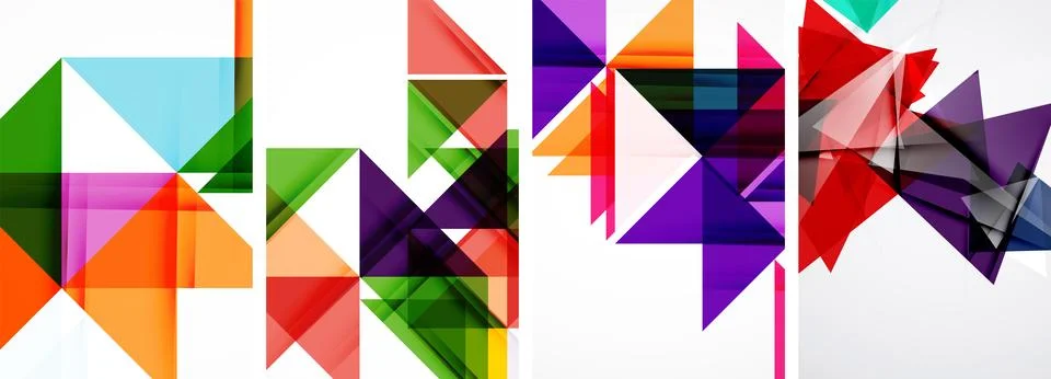 Set of abstract random triangle composition backgrounds. Vector illustration for 스톡 일러스트