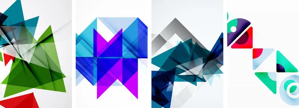 Set of abstract random triangle composition backgrounds. Vector illustration for Illustrazione stock