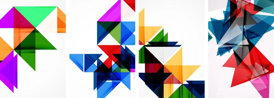 Set of abstract random triangle composition backgrounds. Vector illustration for Stock Illustration