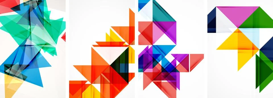 Set of abstract random triangle composition backgrounds. Vector illustration for イラスト素材