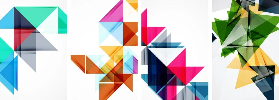 Set of abstract random triangle composition backgrounds. Vector illustration for 스톡 일러스트