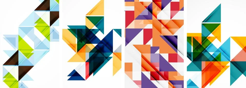 Set of abstract random triangle composition backgrounds. Vector illustration for Stock Illustration