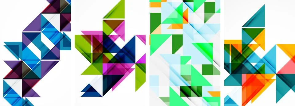 Set of abstract random triangle composition backgrounds. Vector illustration for Illustrazione stock