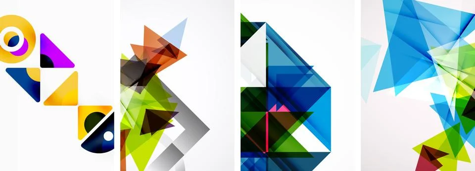 Set of abstract random triangle composition backgrounds. Vector illustration for Illustrazione stock
