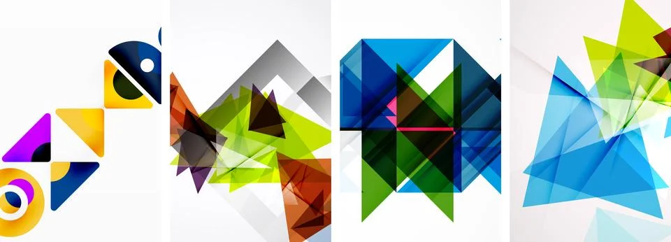 Set of abstract random triangle composition backgrounds. Vector illustration for Stock Illustration