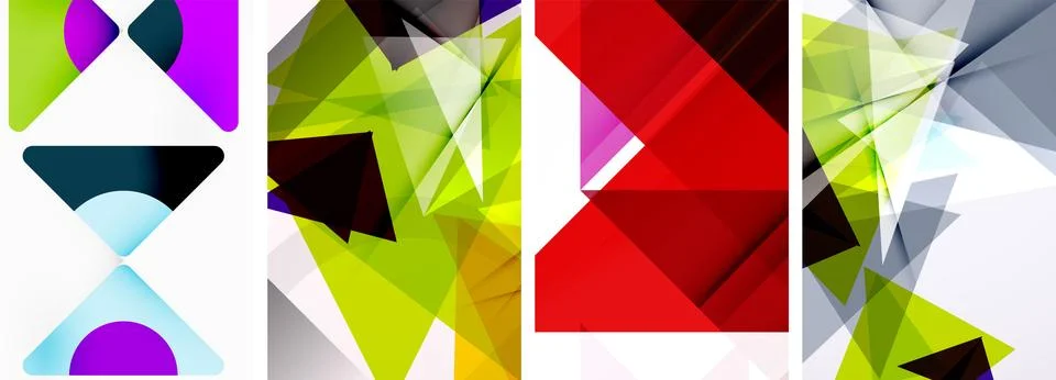 Set of abstract random triangle composition backgrounds. Vector illustration for 스톡 일러스트