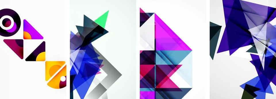 Set of abstract random triangle composition backgrounds. Vector illustration for Illustrazione stock