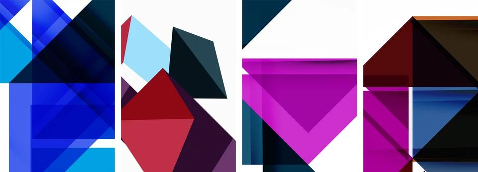 Set of abstract random triangle composition backgrounds. Vector illustration for Stock Illustration