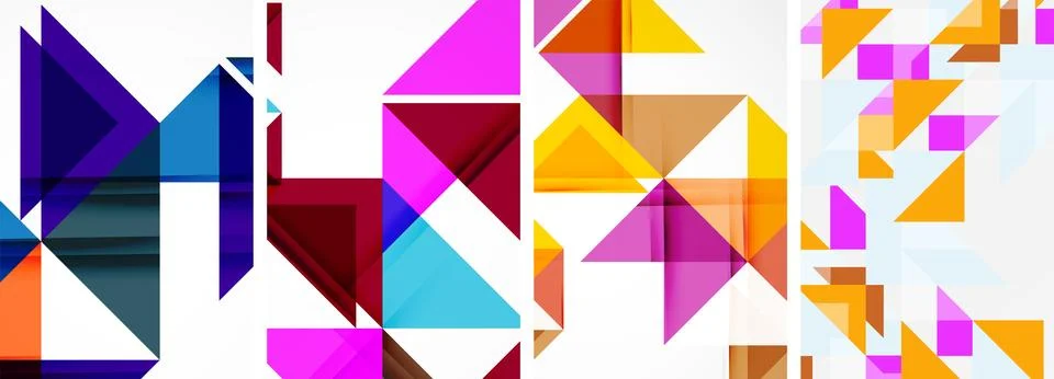 Set of abstract random triangle composition backgrounds. Vector illustration for イラスト素材