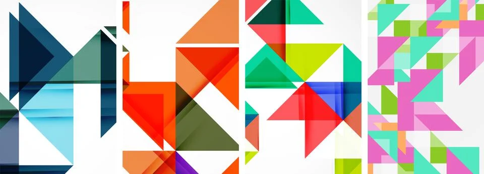 Set of abstract random triangle composition backgrounds. Vector illustration for Stock Illustration
