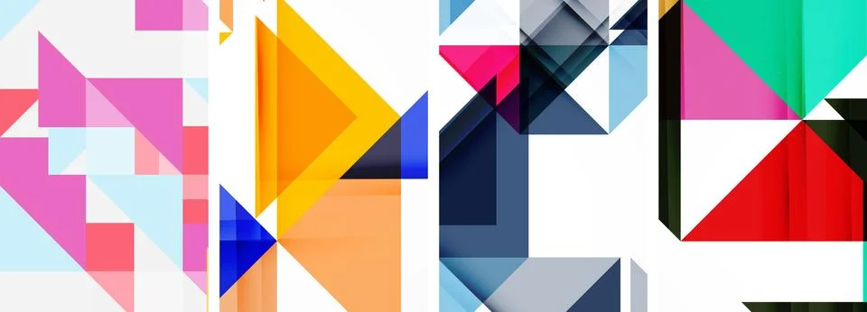 Set of abstract random triangle composition backgrounds. Vector illustration for 스톡 일러스트