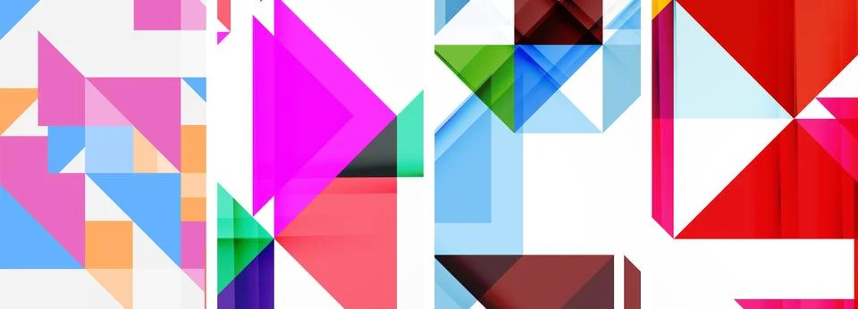 Set of abstract random triangle composition backgrounds. Vector illustration for 스톡 일러스트
