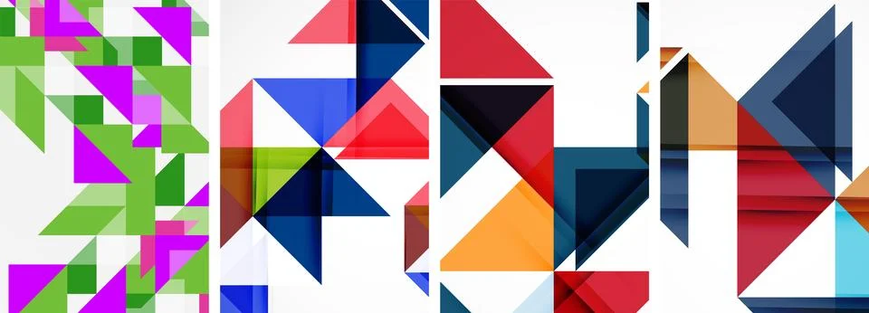 Set of abstract random triangle composition backgrounds. Vector illustration for Stock Illustration