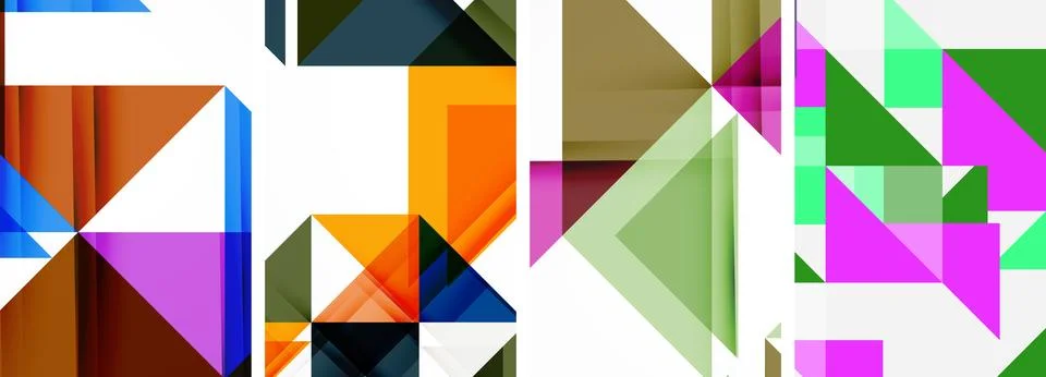 Set of abstract random triangle composition backgrounds. Vector illustration for Stock Illustration