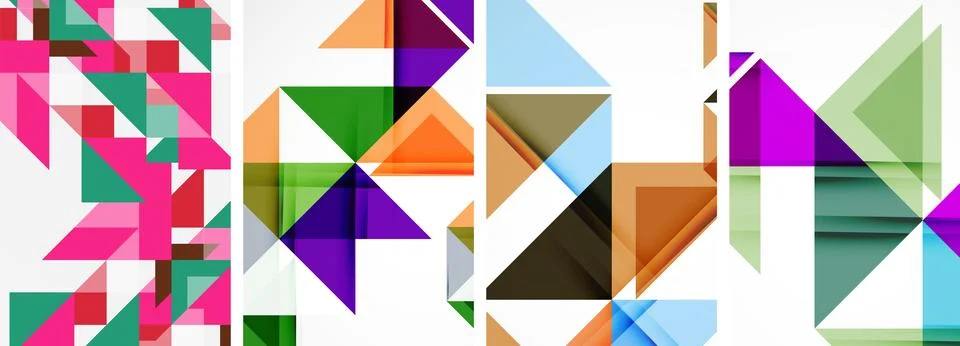 Set of abstract random triangle composition backgrounds. Vector illustration for Stock Illustration