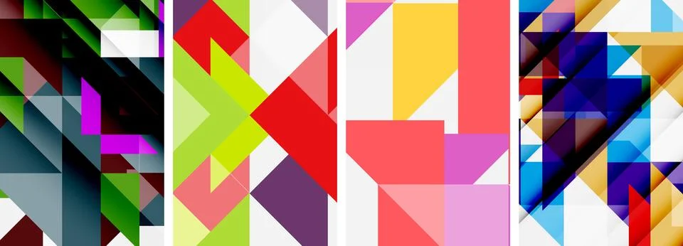 Set of abstract random triangle composition backgrounds. Vector illustration for Stock Illustration