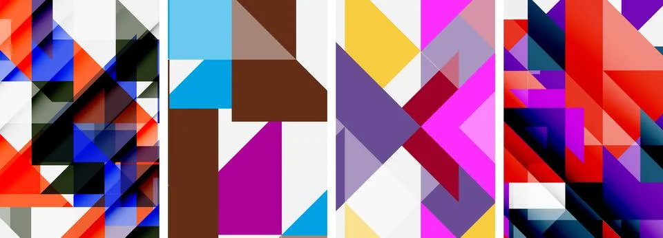 Set of abstract random triangle composition backgrounds. Vector illustration for イラスト素材