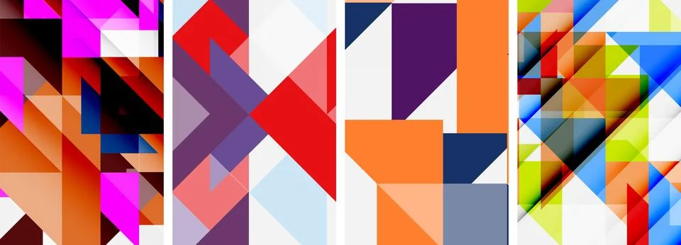 Set of abstract random triangle composition backgrounds. Vector illustration for Stock Illustration