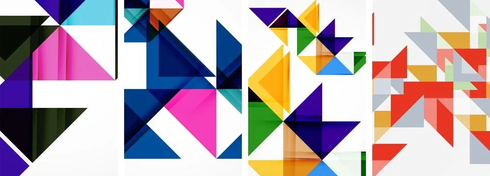 Set of abstract random triangle composition backgrounds. Vector illustration for Stock Illustration