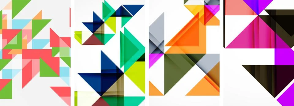 Set of abstract random triangle composition backgrounds. Vector illustration for Illustrazione stock