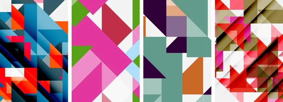 Set of abstract random triangle composition backgrounds. Vector illustration for 스톡 일러스트
