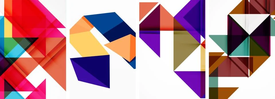 Set of abstract random triangle composition backgrounds. Vector illustration for イラスト素材