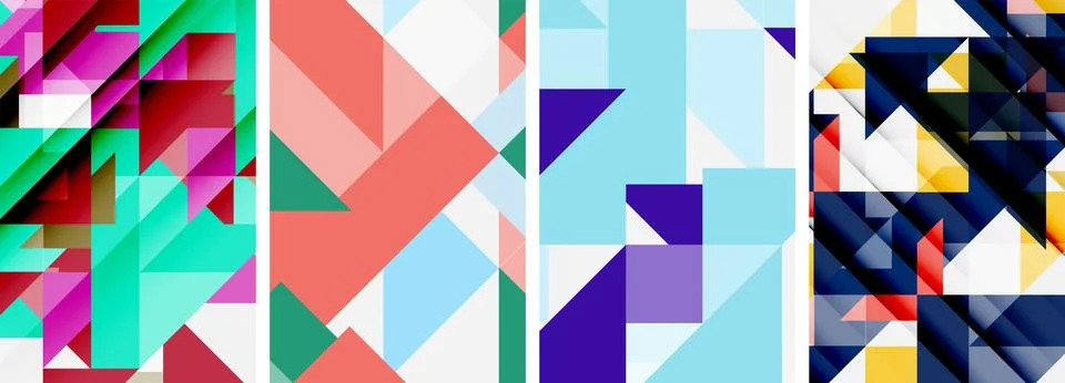 Set of abstract random triangle composition backgrounds. Vector illustration for Illustrazione stock