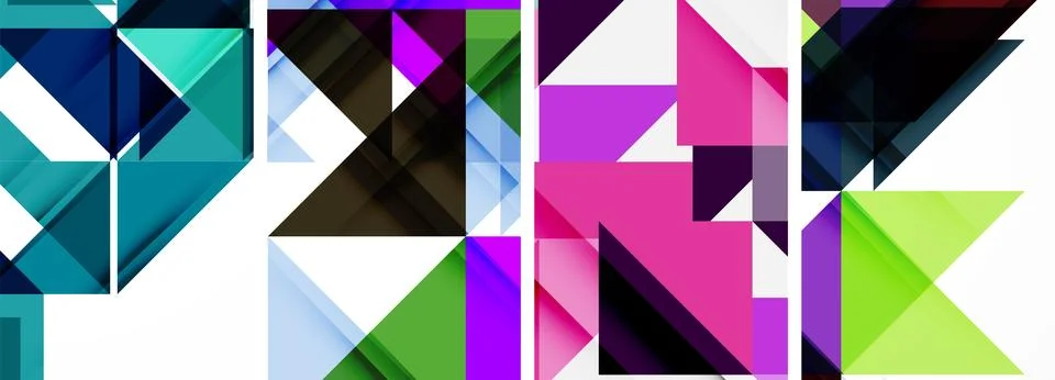 Set of abstract random triangle composition backgrounds. Vector illustration for Illustrazione stock