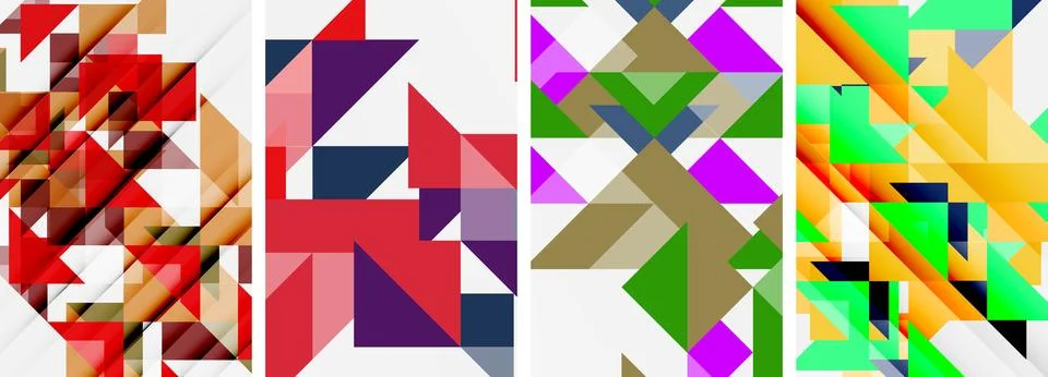 Set of abstract random triangle composition backgrounds. Vector illustration for イラスト素材