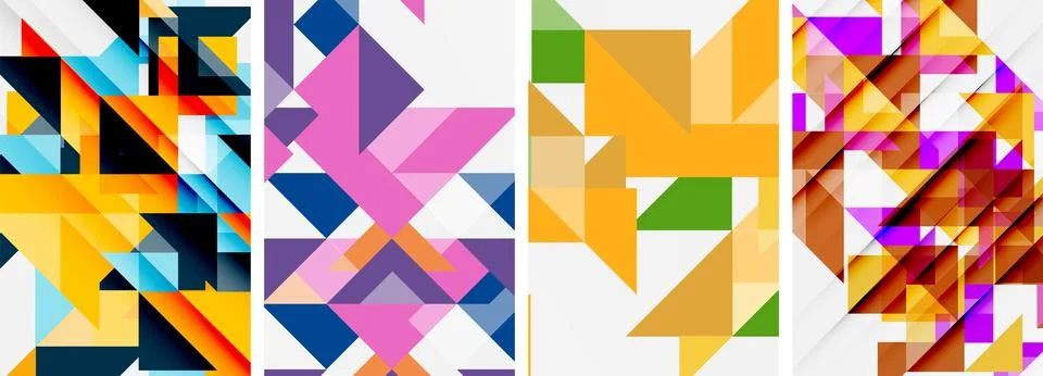 Set of abstract random triangle composition backgrounds. Vector illustration for イラスト素材
