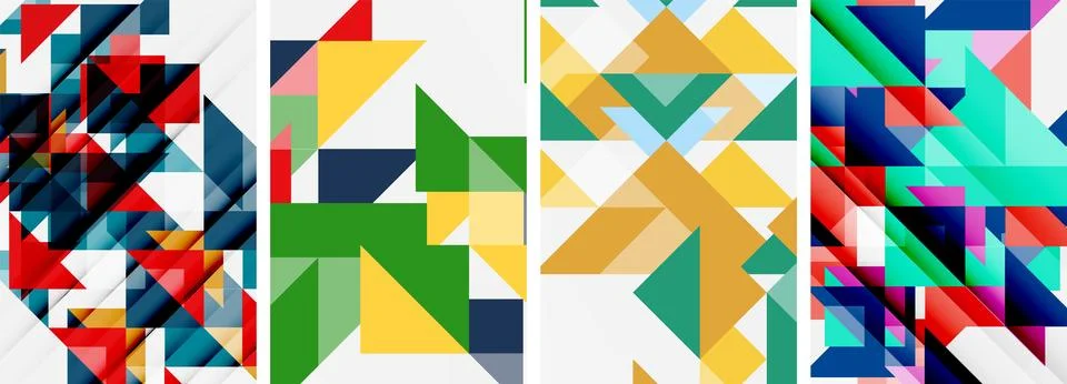 Set of abstract random triangle composition backgrounds. Vector illustration for Illustrazione stock