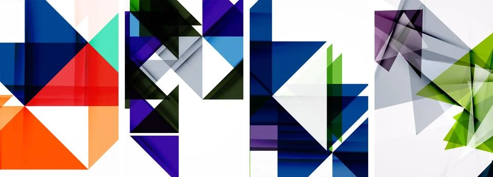 Set of abstract random triangle composition backgrounds. Vector illustration for Stock Illustration